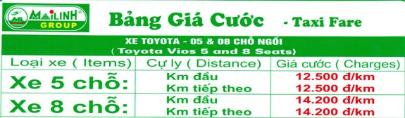 Bảng giá cước taxi Mailinh - Xe đưa đón sân bay Phù Cát đi Hoài Ân