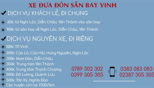 Xe đưa đón sân bay Vinh Nghi Lộc