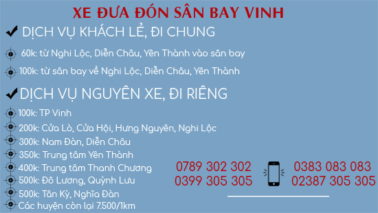 Xe đưa đón sân bay Vinh Nghi Lộc